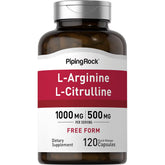 Piping Rock frasco frontal mostrando 120 cápsulas y beneficios de calidad