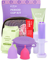 Pixie Cup frente del empaque mostrando kit completo y beneficio de conveniencia