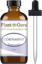Plant Guru frasco frontal Cornmint 4 oz muestra presentación y etiqueta
