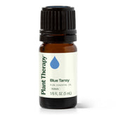 Plant Therapy botella frontal azul puro mostrando presentación y beneficios aromáticos