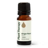Plant Therapy botella frontal de aceite de jengibre CO2 mostrando etiqueta clara y volumen
