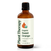 Plant Therapy botella frontal de Naranja Dulce mostrando tamaño y etiqueta beneficiosa