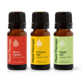 Plant Therapy frontal del pack mostrando las tres botellas y beneficio conveniencia