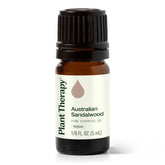 Plant Therapy frasco frontal de Sandalwood Australian mostrando envase y tamaño