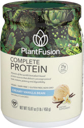 PlantFusion envase frontal vainilla mostrando beneficio proteína vegetal clara