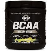 PMD envase frontal de BCAA limonada muestra etiqueta y servicios