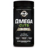 PMD Omega Cuts Elite vista frontal, frasco completo para ciclos largos