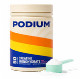 Podium Nutrition envase frontal de creatina sabor Pink Lemonade mostrando marca y diseño