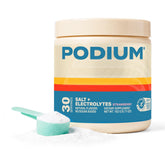Podium Nutrition envase frontal mostrando sabor fresa y diseño claro