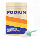 Podium Nutrition envase frontal con sabor fresa mostrando presentación y beneficios
