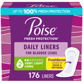 Poise embalaje frontal mostrando 176 unidades y claridad de producto