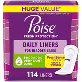 Poise empaque frontal mostrando 114 protectores y facilidad de elección