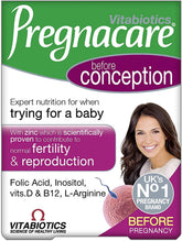 Pregnacare envase frontal mostrando información clara y confianza en la formulación