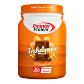 Premier Protein envase frontal mostrando sabor caramelo salado y beneficios