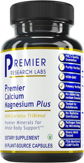 Premier Research Labs frasco frontal mostrando 90 cápsulas y beneficios