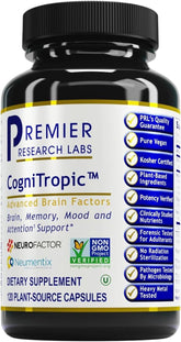 Premier Research Labs CogniTropic frente del envase mostrando presentación y beneficio claro