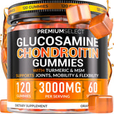 Premium Select Nutrition frasco delantero que muestra las 120 gomitas y beneficios