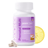 Premom envase frontal que muestra 27 nutrientes y aroma limón, confianza de calidad