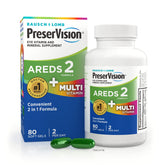 PreserVision frente del envase mostrando 80 softgels y marca recomendada