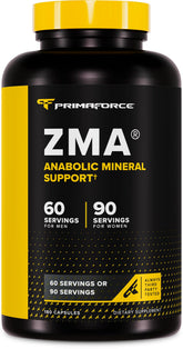 Primaforce ZMA frasco frontal mostrando 180 cápsulas y duración prolongada
