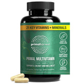Primal Harvest frasco frontal mostrando marca y formato, transmite confianza