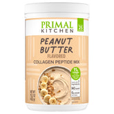 Primal Kitchen envase frontal muestra sabor mantequilla de cacahuete y beneficio práctico