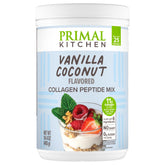 Primal Kitchen envase frontal mostrando sabor vainilla coco y beneficios claros