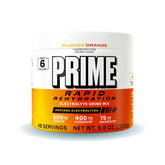 PRIME HYDRATION envase frontal Glacier Orange mostrando tamaño y raciones