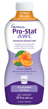Pro-Stat botella frontal Citrus Splash mostrando etiquetado y volumen 30 fl oz beneficio práctico