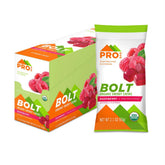 PROBAR paquete frontal Bolt frambuesa mostrando diseño y beneficios energéticos