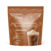 ProDough frontal del envase mostrando sabor Iced Mocha y diseño gourmet
