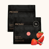 ProMix Nutrition frontal del envase mostrando marca y sabor fresa, ideal presentación grande