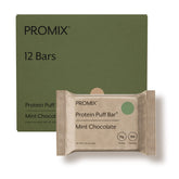 ProMix vista frontal de caja de 12 barritas mostrando sabor menta chocolate y beneficio práctico