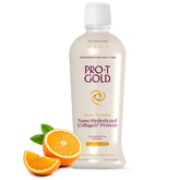 ProT Gold botella frontal naranja creme mostrando diseño y conveniencia