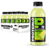 Protein2o vista frontal botella Lemon Lime mostrando etiqueta y beneficio proteico