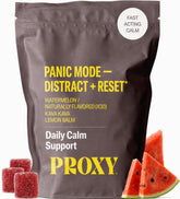 PROXY frasco frente mostrando diseño y beneficio calmante portátil