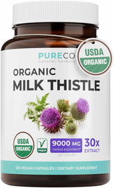 PURE CO frasco frontal mostrando etiqueta orgánica y beneficio de pureza