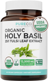 PURE CO frasco frontal mostrando diseño y cantidad 60 cápsulas, confianza orgánica