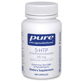Pure Encapsulations frasco frontal mostrando 5-HTP y etiqueta clara, aporta confianza