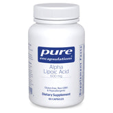 Pure Encapsulations envase frontal mostrando ALA 600 mg y claridad de ingredientes