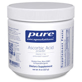 Pure Encapsulations frasco frontal del polvo de vitamina C mostrando presentación limpia y profesional