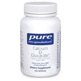 Pure Encapsulations frasco frontal del Calcium-D-Glucarate mostrando diseño y cantidad