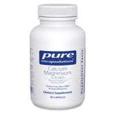 Pure Encapsulations envase frontal mostrando calcio y magnesio, confianza en pureza