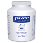 Pure Encapsulations frasco MSM frente, muestra pureza y suministro prolongado