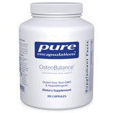 Pure Encapsulations osteobalance envase frontal mostrando presentación y ventaja hipoalergénica