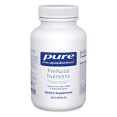 Pure Encapsulations frasco frontal mostrando el suplemento prenatal y claridad de calidad