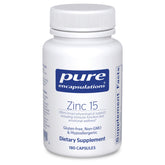 Pure Encapsulations frasco frontal mostrando 180 cápsulas y beneficio pureza