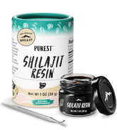 Pure Himalayan Shilajit frasco frontal muestra pureza y potencia