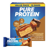 Pure Protein empaque frontal mostrando 12 barras, ideal para almacenamiento