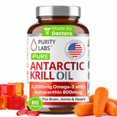 Purity Labs frasco adelante mostrando etiqueta y cantidad, confianza y transparencia